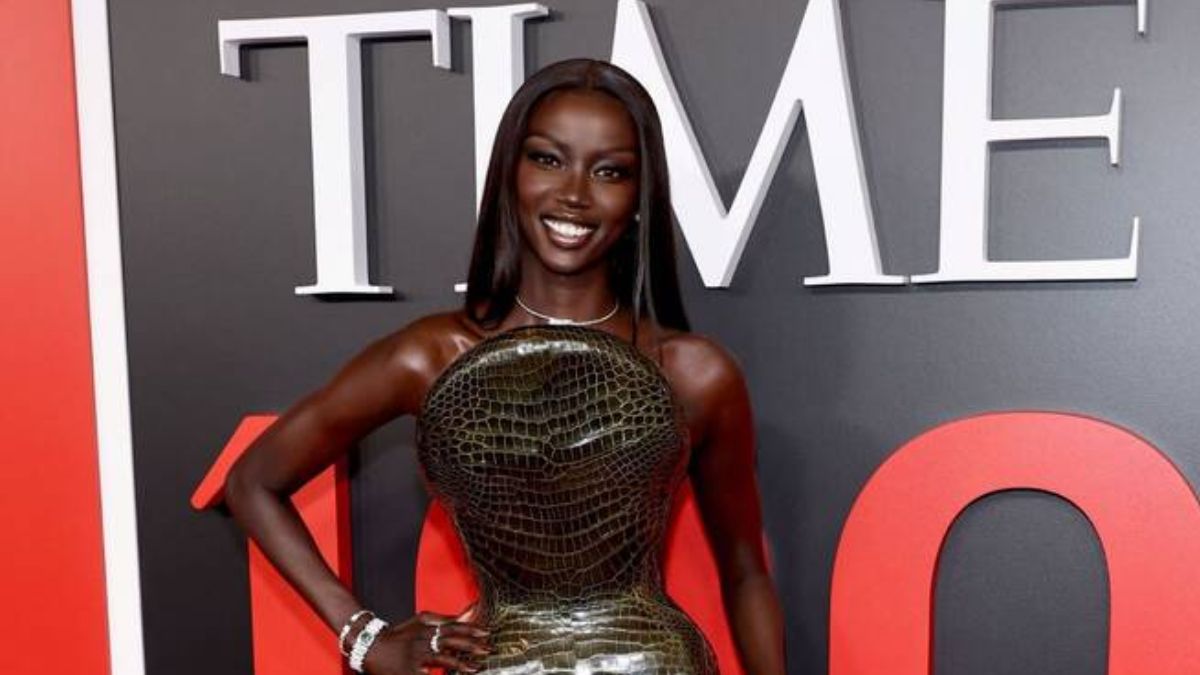 How Anok Yai Stuns in an Ashi Studio Croc Dress on the Red Carpet