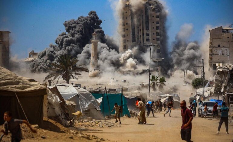 Mosque Flattened in Gaza City Following Israeli Airstrike