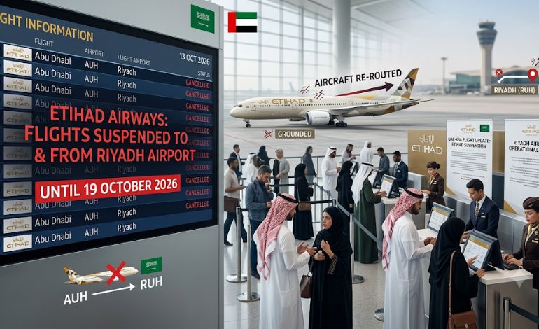 Etihad Stops Flights to And From Riyadh Airport Until 19 October